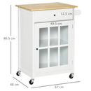 Carrello da Cucina 67x48x86,5 cm in Legno Bianco-3