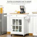 Carrello da Cucina 67x48x86,5 cm in Legno Bianco-4