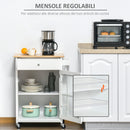 Carrello da Cucina 67x48x86,5 cm in Legno Bianco-5