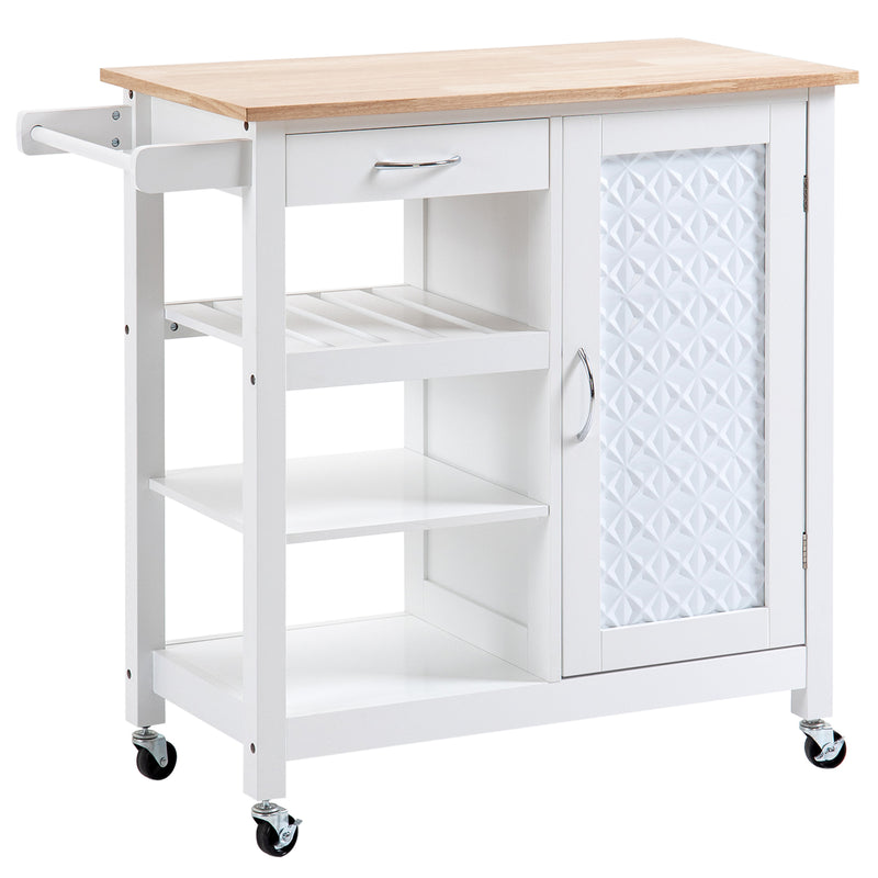 Carrello da Cucina 92x40x84 cm 1 Cassetto 1 Armadietto 3 Ripiani in MDF e  Acciaio Bianco – acquista su Giordano Shop