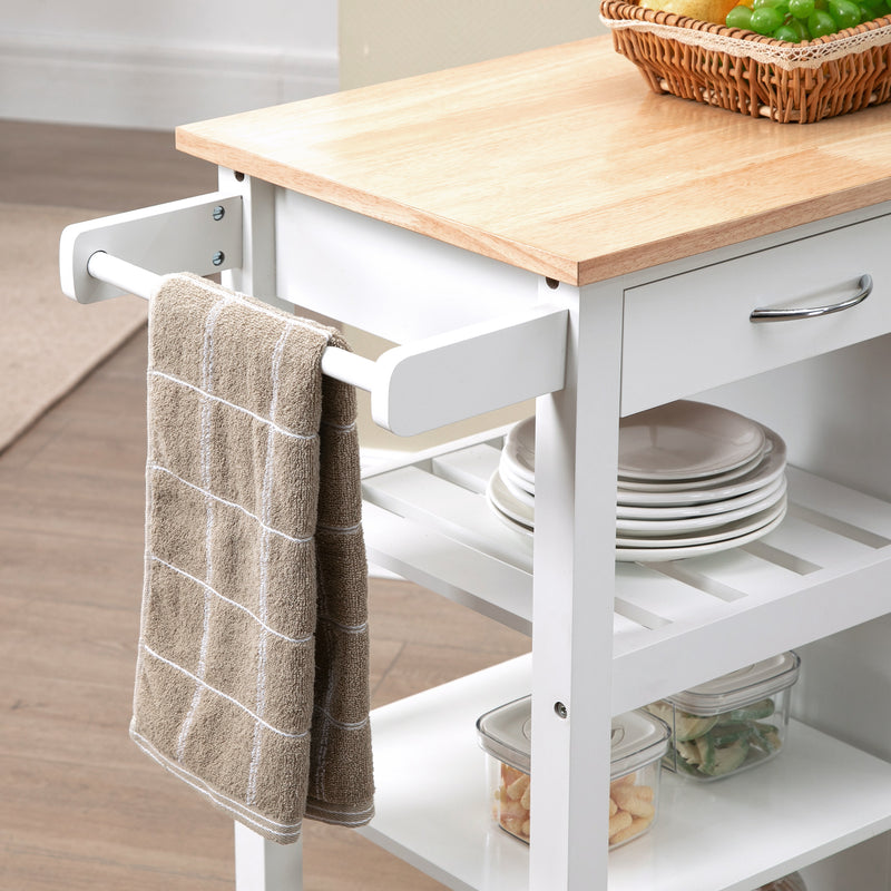 Carrello cucina bianco in mdf e acciaio