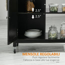 Carrello da Cucina 83x45x88 cm 1 Cassetto 1 Armadietto 2 Ripiani in MDF e Acciaio Nero-5