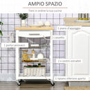 Carrello da Cucina 63x40x86 cm 1 Cassetto 2 Cestini in MDF e Legno Bianco-4