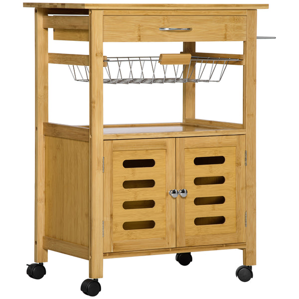 online Carrello da Cucina con Cassetto 66x36x79 cm Armadietto e Cestino in Legno