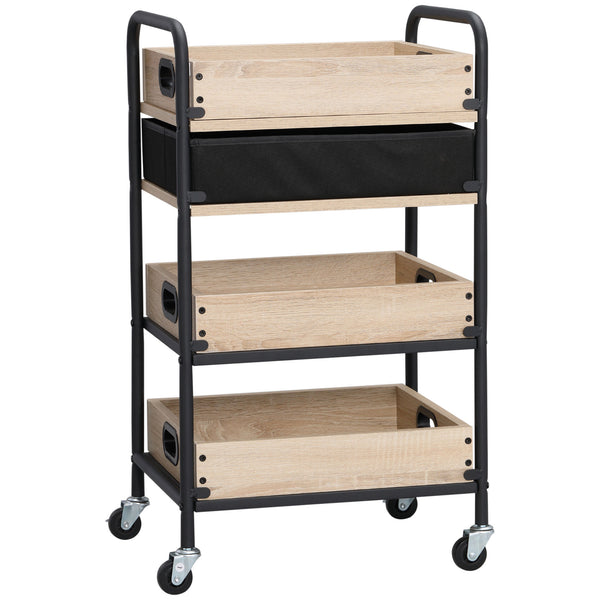 Carrello da Cucina 4 Livelli 45x35x79,5 cm con Cassetto e Vassoi Portavivande  in Legno e Acciaio sconto