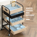 Carrello da Cucina 4 Livelli 45x35x79,5 cm con Cassetto e Vassoi Portavivande  in Legno e Acciaio-4