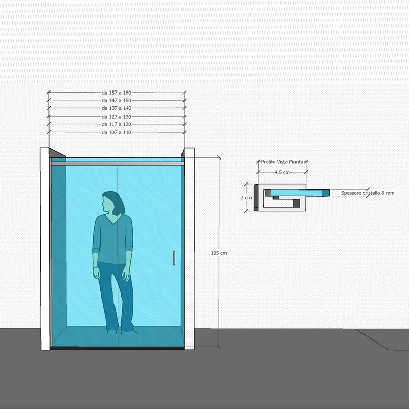 Porta Doccia H195 cm 1 Anta Scorrevole in Cristallo 8mm Trasparente Bonussi Alyssa Varie Misure-8