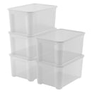 Set 5 Contenitori Rettangolari 55x39x28 cm in Plastica Keter T Box L Trasparente-1