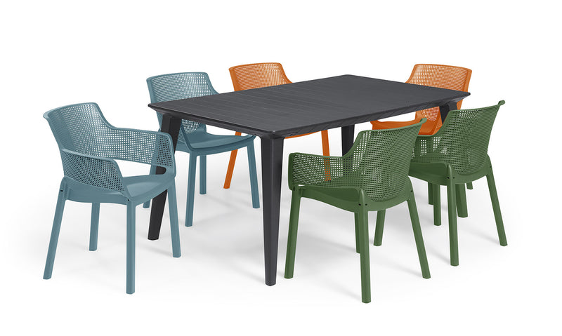 Set 6 Sedie da Giardino 61x54x79h cm Elisa Chair Verde Arancio e Azzurro-10