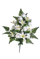 Bouquet Artificiale Frontale Composto da 14 Rose Artificiali e Lilium Altezza 55 cm -1