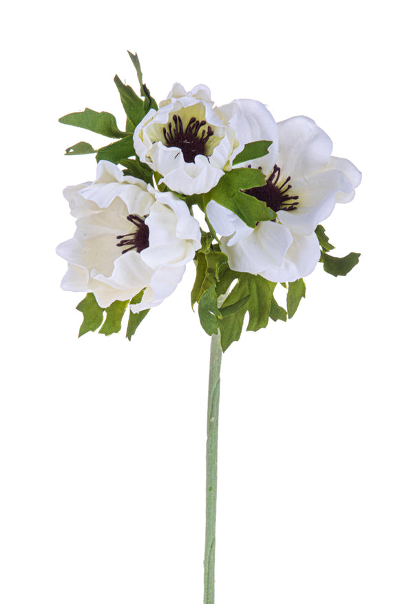 Set 8 Fiori Artificiali di Anemone Composta da 3 Fiori Altezza 46 cm Bianco prezzo