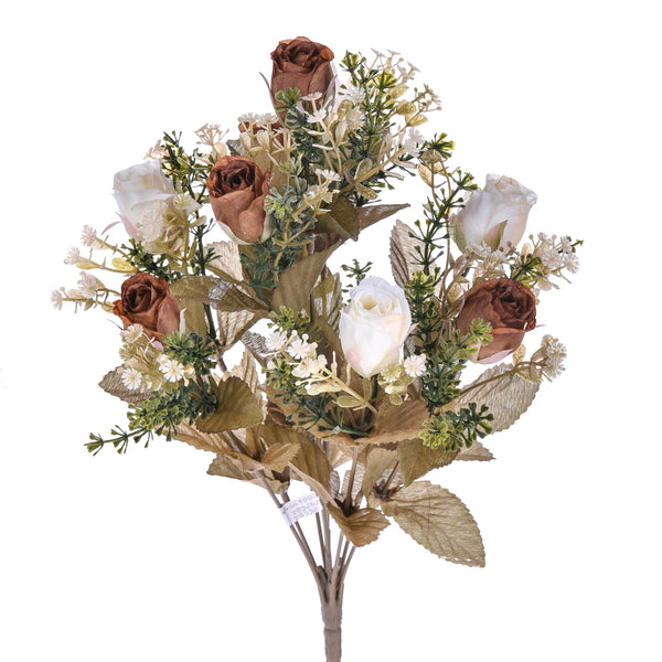 Set 4 Bouquet Artificiali con 9 Bocci di Rosa Romantica Altezza 40 cm sconto