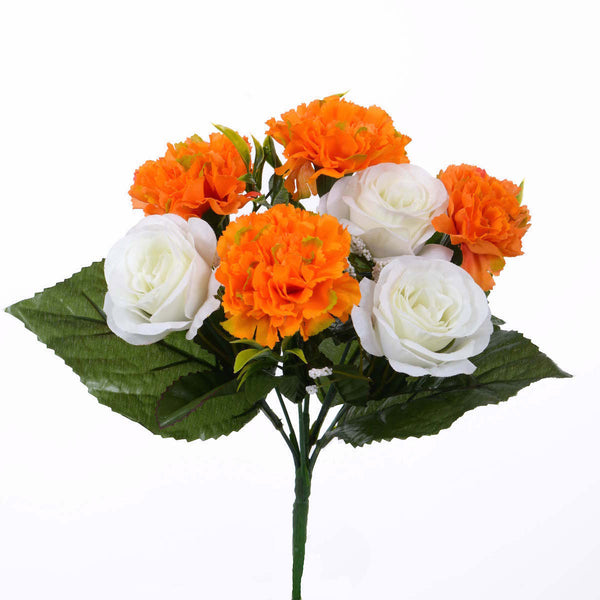 Set 6 Bouquet Artificiali di Rose e Garofani Altezza 32 cm Arancio acquista