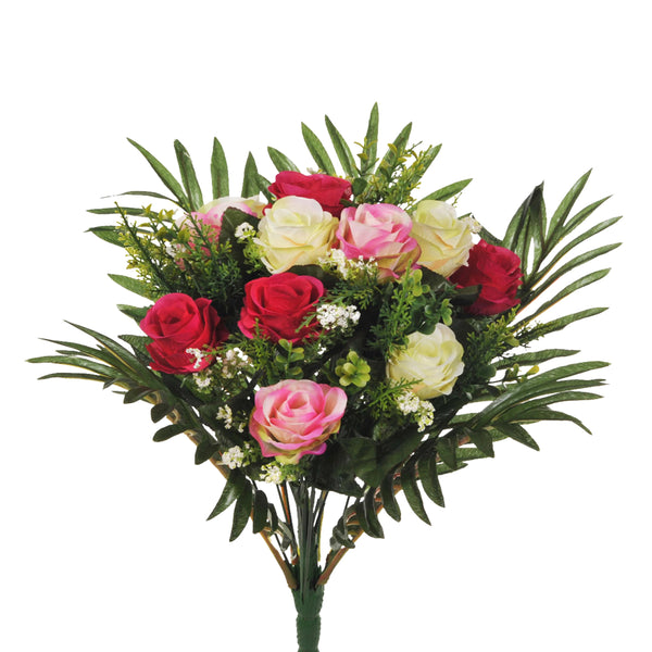 prezzo Set 2 Bouquet Artificiale di Rose in Boccio Altezza 48 cm Rosa