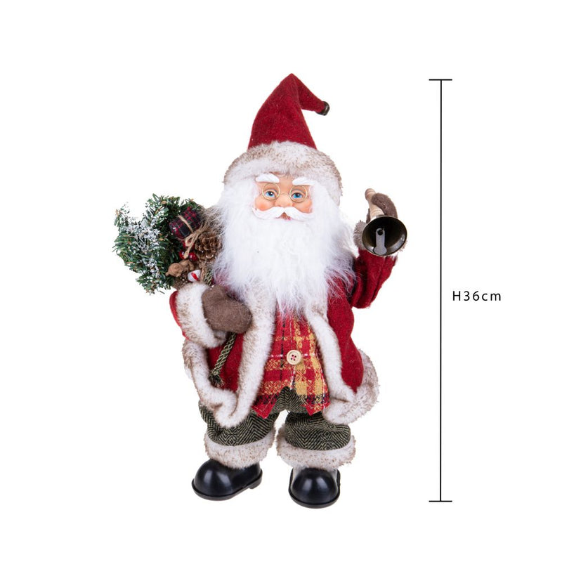 Pupazzo Babbo Natale con Campana 35 cm Musica e Movimento in Tessuto e Plastica-2