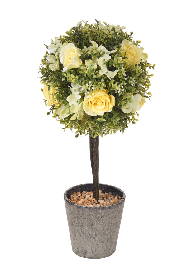 sconto Rose Artificiali su Topiary Altezza 27,5 cm Giallo