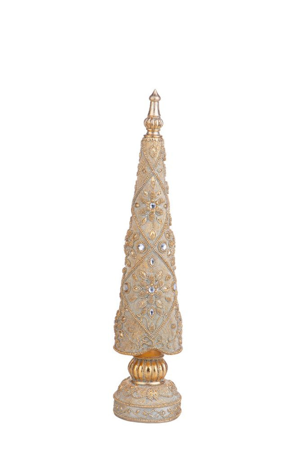 Mini Albero di Natale Decorativo 46 cm Cono con Diamanti Oro online