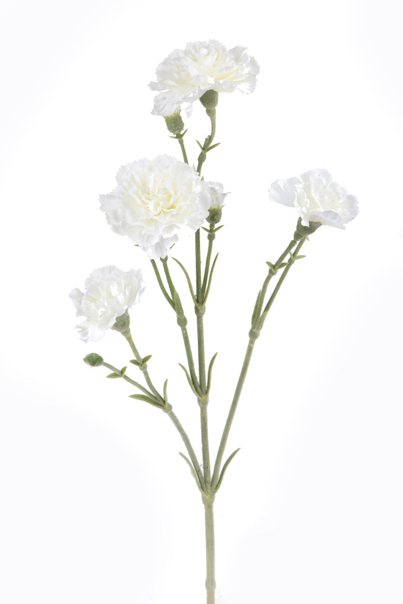 4 Fiori Artificiali di Garofanello Altezza 62 cm Bianco-1