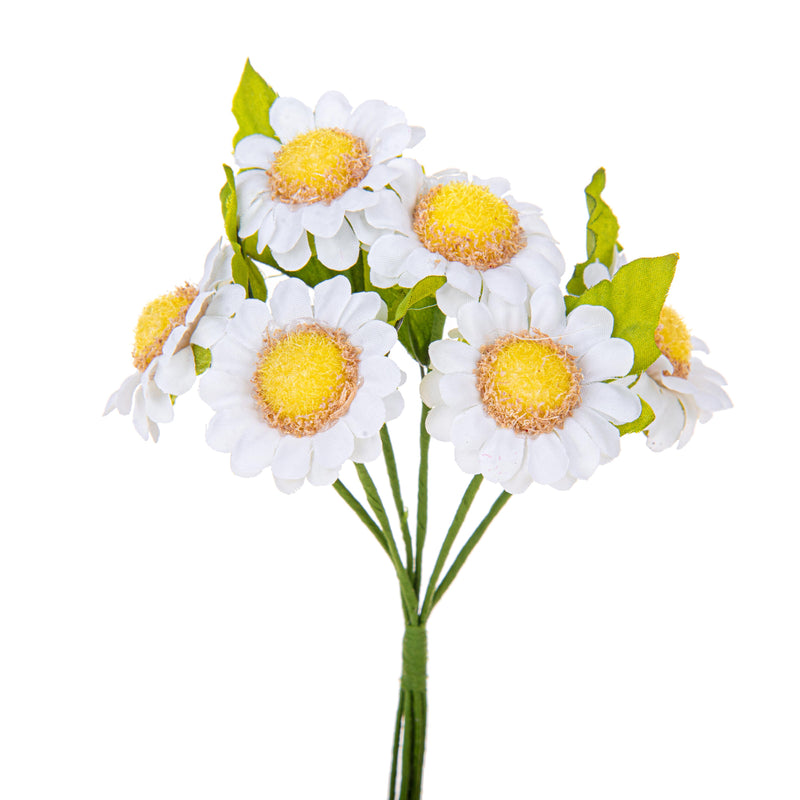 Set 6 Mini Bouquet Artificiali con Margherite Altezza 35 cm Giallo