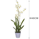 Orchidea Artificiali Oncidium con Vaso Altezza 40 cm Bianco-2