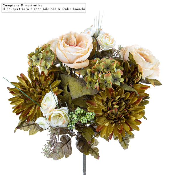 Set 2 Bouquet Artificiale Composta da Rose e Dalie Altezza 34 cm Marrone sconto