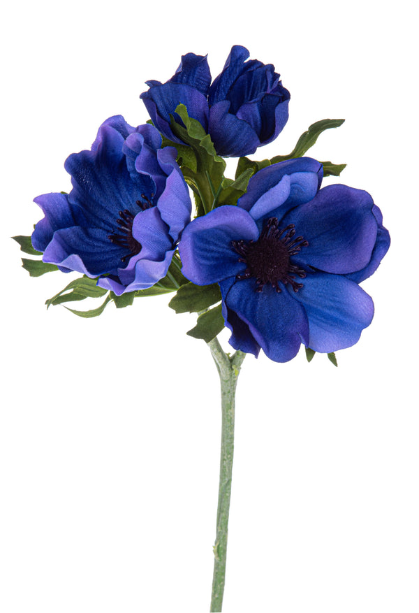 Set 8 Fiori Artificiali di Anemone Composta da 3 Fiori Altezza 46 cm Blu acquista