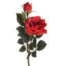 3 Rose X 2 Artificiali con Gambo Corto Altezza 40 cm Rosso-1