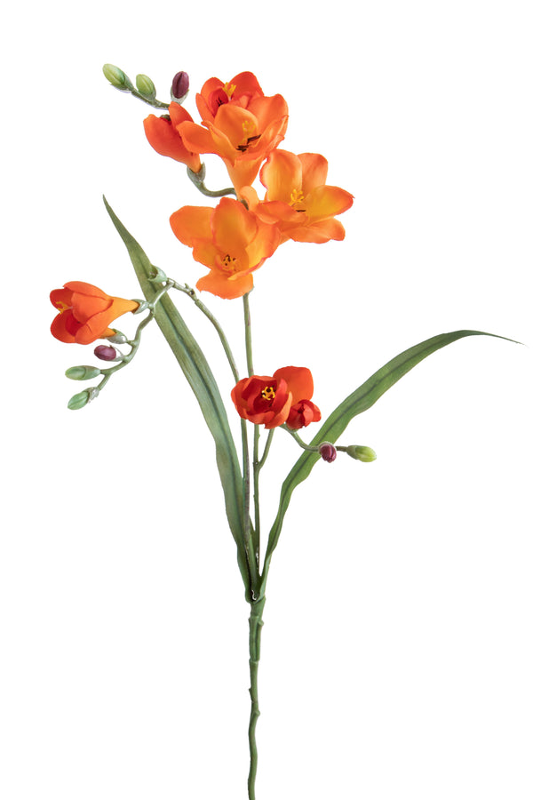 prezzo Set 6 Fiori Artificiali di Fresia con Due Fiori Altezza 63 cm Arancio