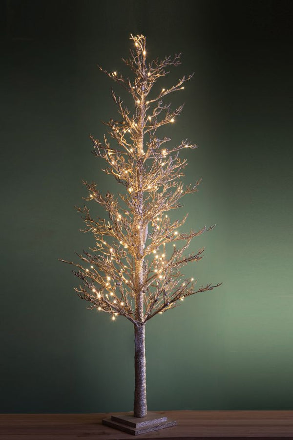 Mini Albero di Natale Decorativo Larice con Led 150 cm in Plastica Champagne prezzo