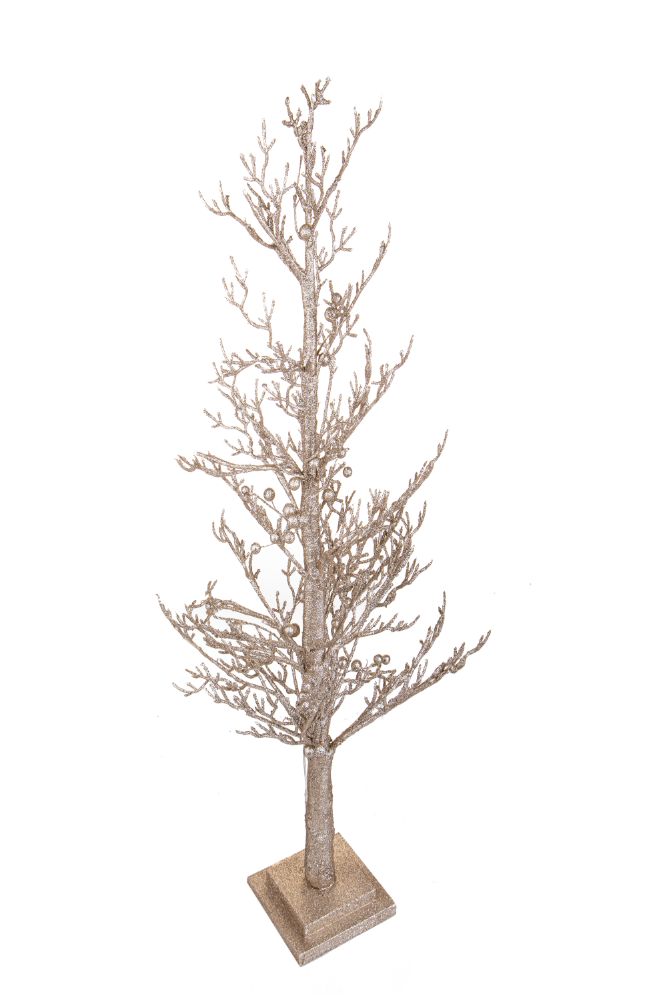 Mini Albero di Natale Decorativo Larice con Led 150 cm in Plastica Champagne-2