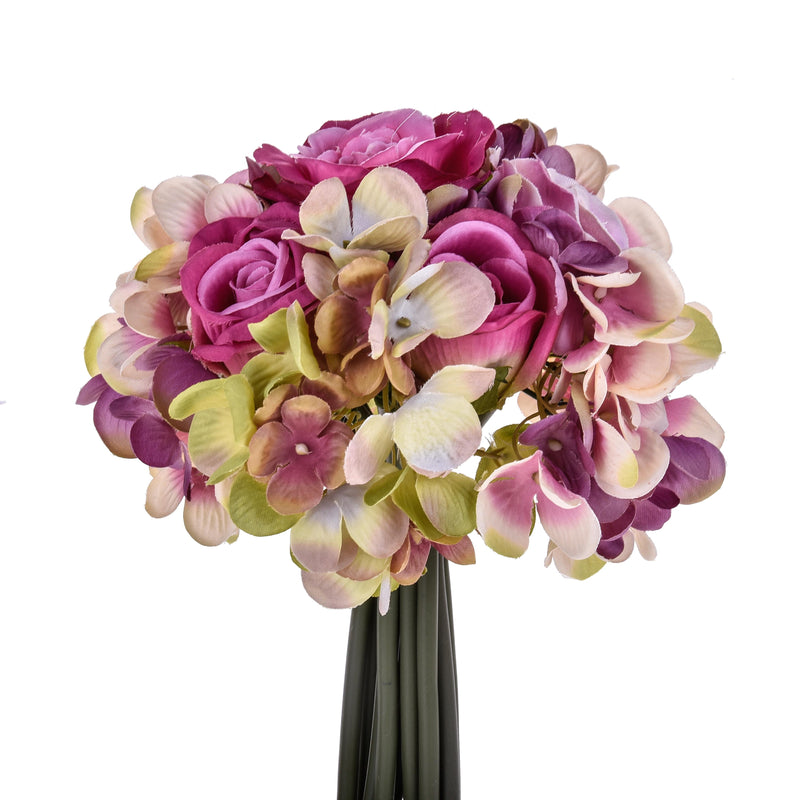 Bouquet di ortensie artificiali LILLIE, blu-rosa, 20cm