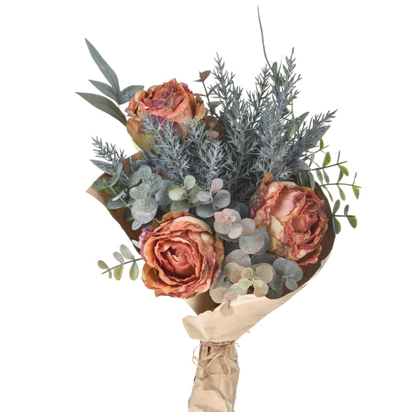 Set 4 Bouquet Artificiale Romantico con Rose Altezza 30 cm Arancio prezzo