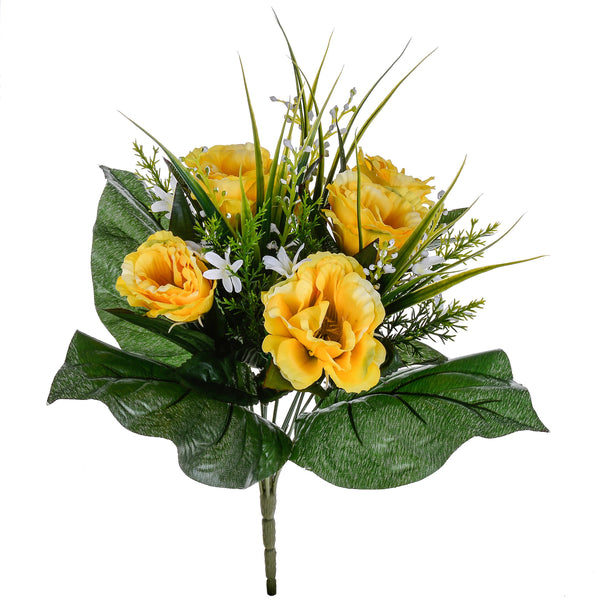 prezzo Set 3 Bouquet Artificiali di Lisiantus Altezza 32 cm Giallo