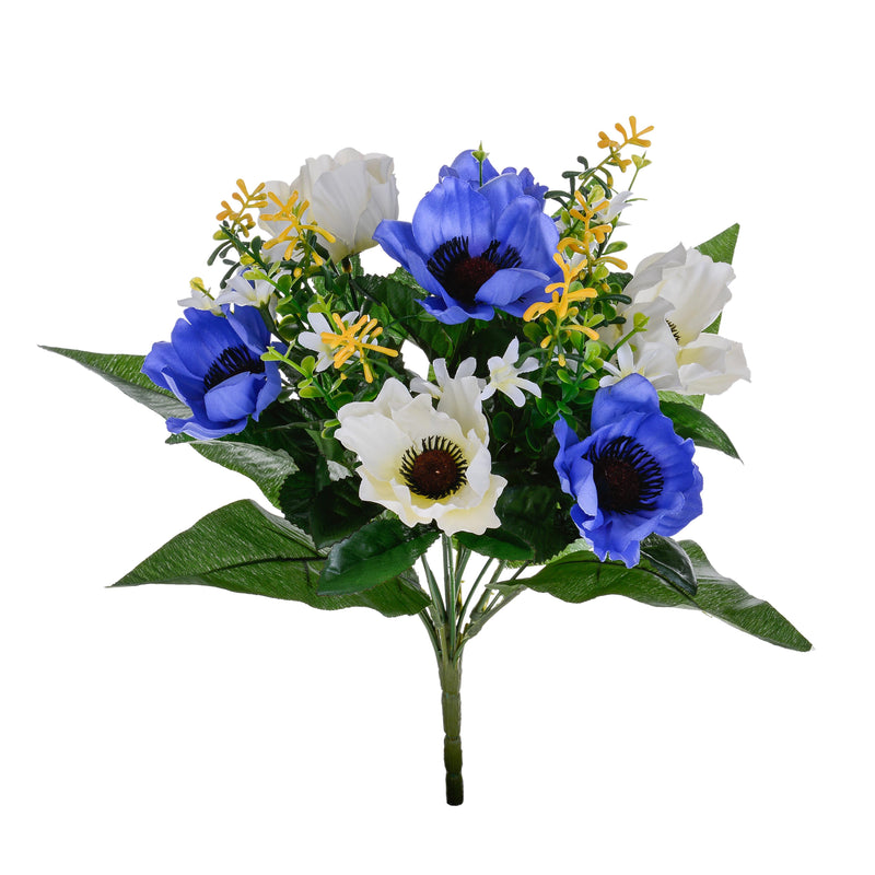 2 Bouquet Artificiali di Anemoni Altezza 34 cm Blu-1