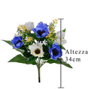2 Bouquet Artificiali di Anemoni Altezza 34 cm Blu-2