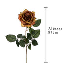 4 Rose Artificiali Aperte con 3 Diramazioni di Foglie Altezza 87 cm Verde-2