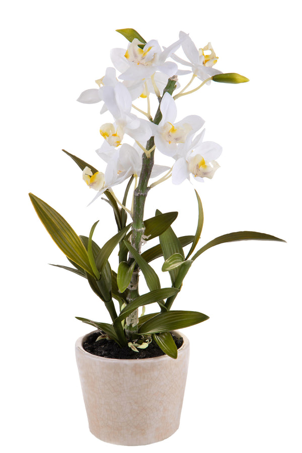 acquista Orchidea Artificiali con Vaso Altezza 43 cm Bianco