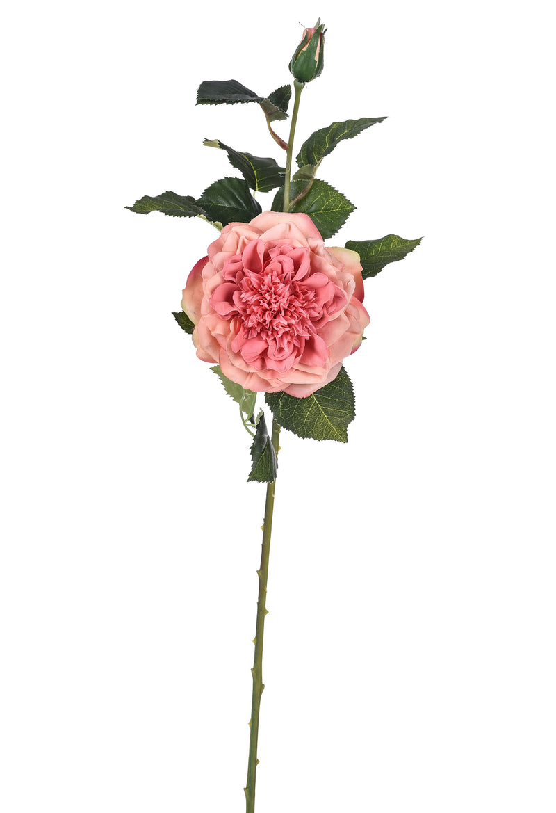 2 Rose Artificiali con Boccio Altezza 69 cm Arancio-1