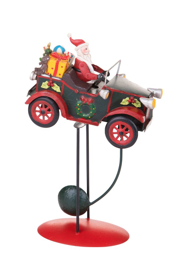 Statuina Babbo Natale con Auto 30 cm in Metallo-2