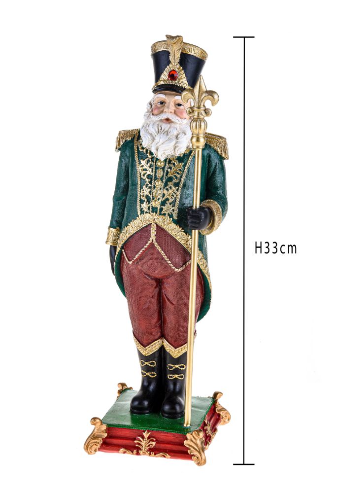 Statuina Babbo Natale con Bastone 33 cm in Resina-2