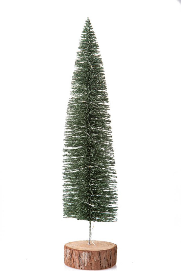 sconto Set 2 Mini Albero di Natale Decorativo con Glitter 40 cm 30 Led Abete Verde