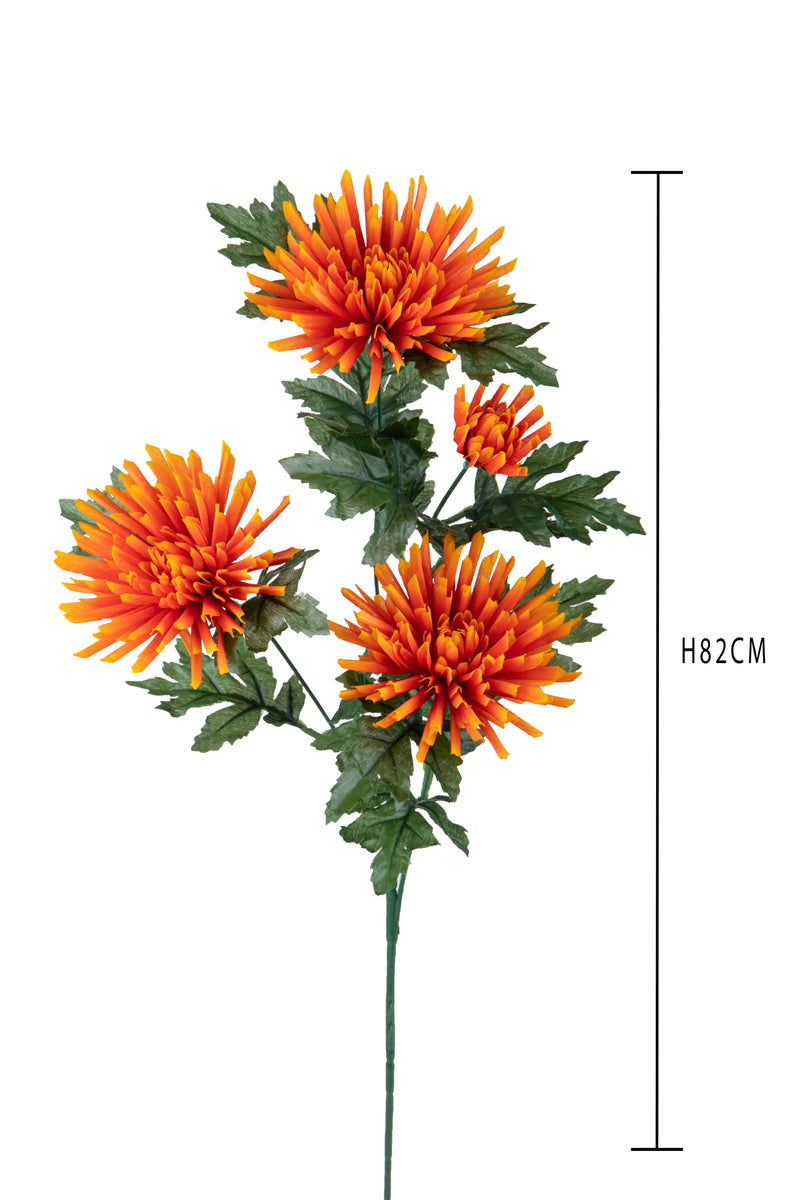 2 Fiori Artificiali di Spidere a 4 Diramazioni Altezza 82 cm Arancio-2