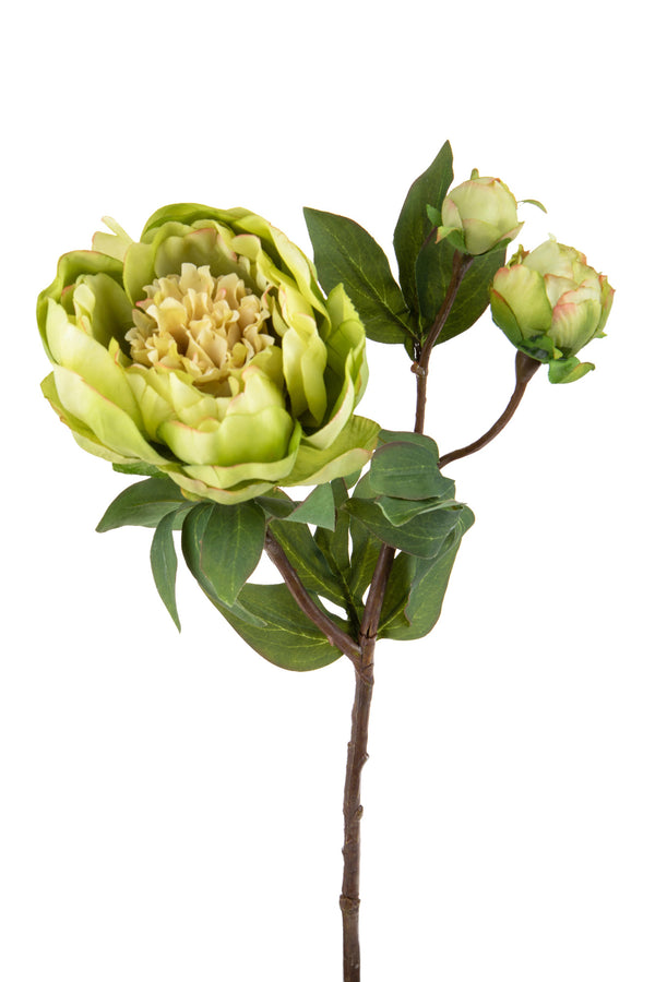 sconto Set 4 Peonia Artificiale Romance con 3 Fiori Altezza 49 cm Verde