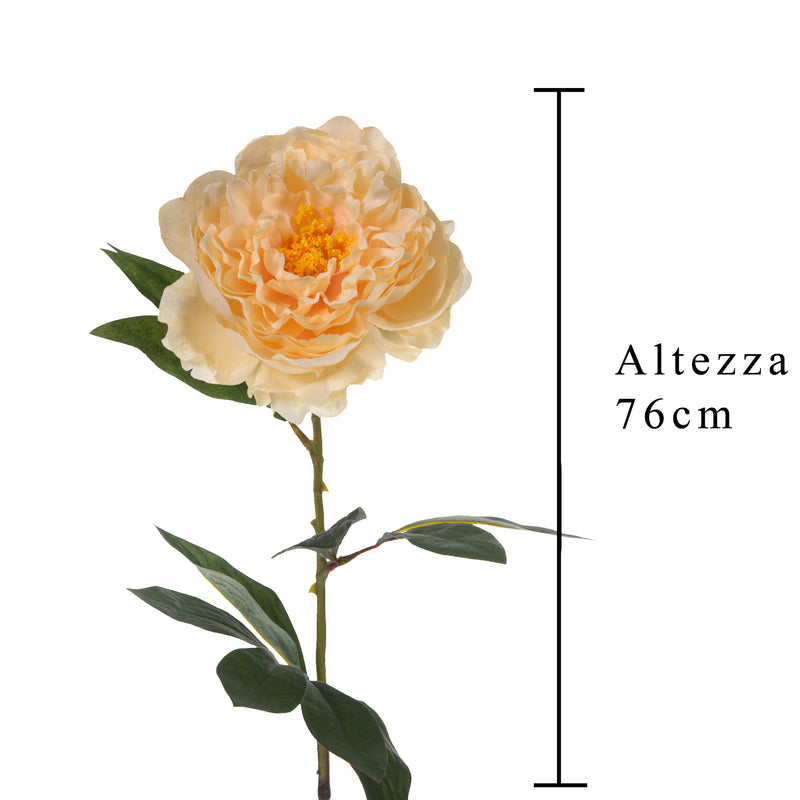 4 Peonia Artificiale Aperta Altezza 76 cm Giallo-2