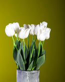 4 Tulipani Artificiali con Foglie Altezza 67 cm -3