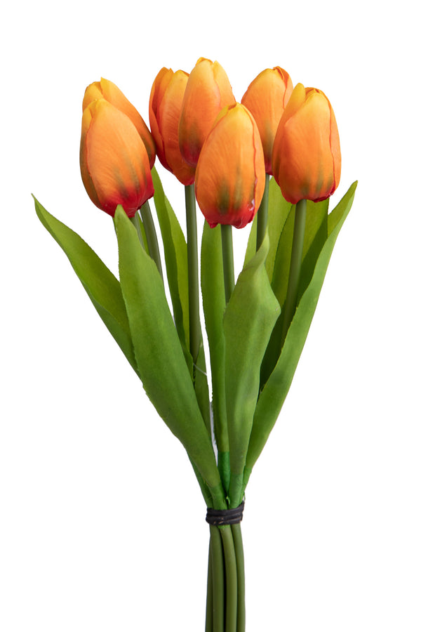 sconto Set 3 Mazzi di 7 Tulipani Artificiali Altezza 37 cm Arancio