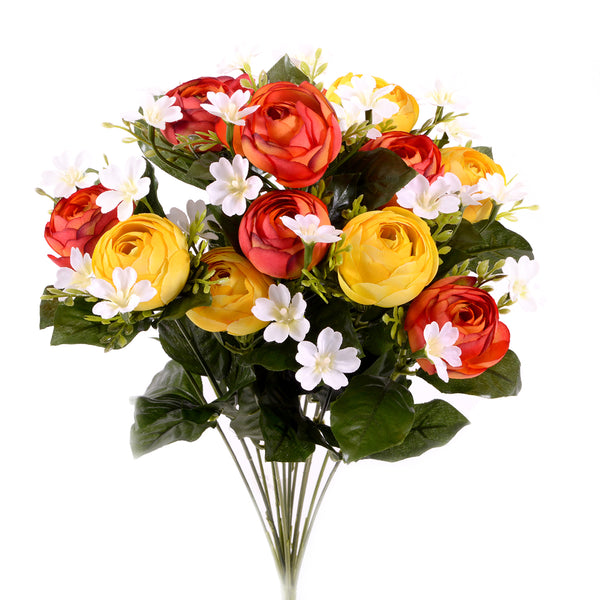 online Set 2 Bouquet Artificiale di Ranuncoli Composto da 13 Fiori Altezza 44 cm Arancio