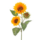 2 Girasoli Artificiali con 3 Fiori Altezza 85 cm Giallo-1