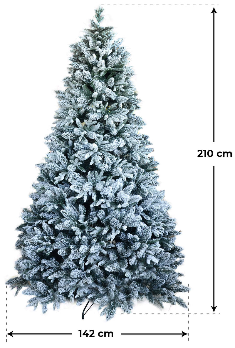 Albero di Natale Artificiale Innevato 210 cm 55 Rami 450 Luci LED Farnetto  del Gargano Verde – acquista su Giordano Shop