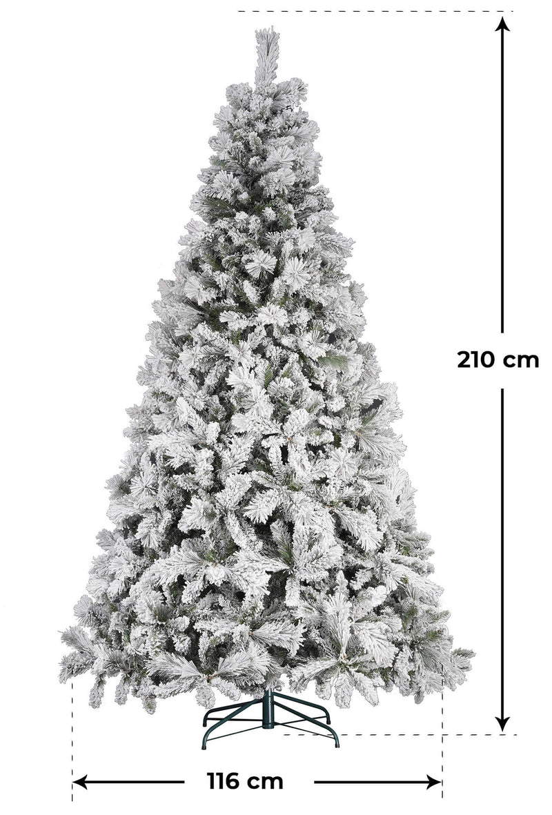 Albero di Natale Artificiale Innevato 210 cm 56 Rami Foresta Umbra Verde